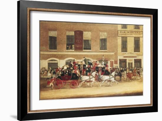 Mail Coaches Outside the Angel, Islington-James Pollard-Framed Giclee Print