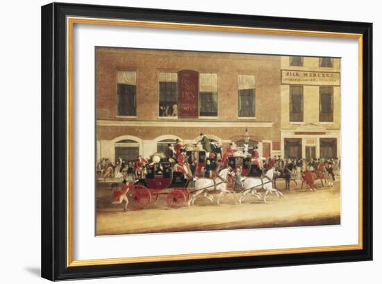 Mail Coaches Outside the Angel, Islington-James Pollard-Framed Giclee Print