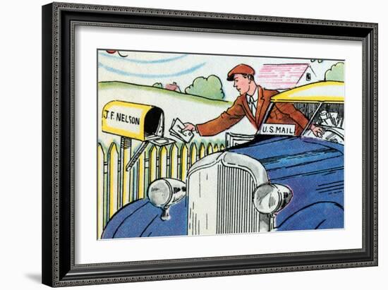 Mail Delivery By Car-Julia Letheld Hahn-Framed Art Print