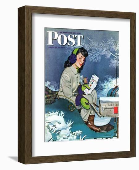 "Mail Delivery by Sleigh," Saturday Evening Post Cover, January 29, 1944-Alex Ross-Framed Giclee Print