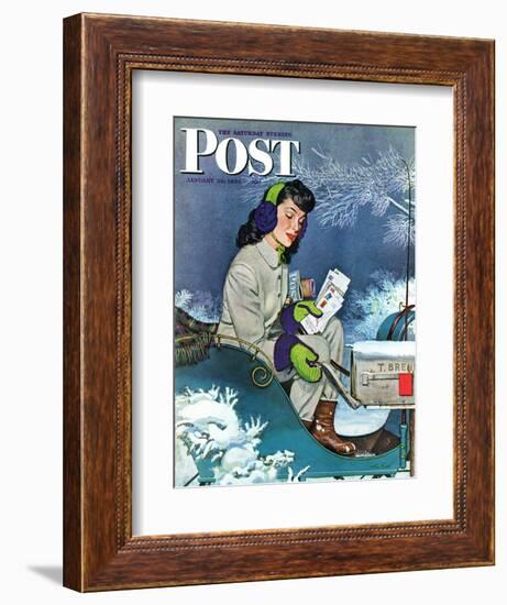 "Mail Delivery by Sleigh," Saturday Evening Post Cover, January 29, 1944-Alex Ross-Framed Giclee Print