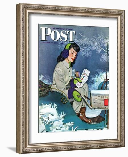 "Mail Delivery by Sleigh," Saturday Evening Post Cover, January 29, 1944-Alex Ross-Framed Giclee Print