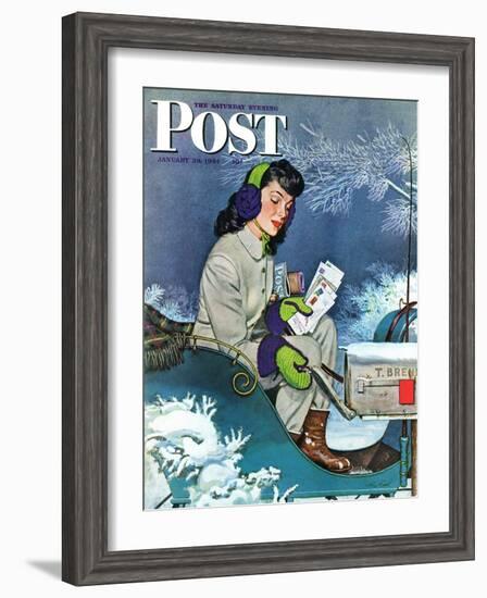 "Mail Delivery by Sleigh," Saturday Evening Post Cover, January 29, 1944-Alex Ross-Framed Giclee Print