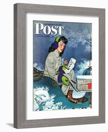 "Mail Delivery by Sleigh," Saturday Evening Post Cover, January 29, 1944-Alex Ross-Framed Giclee Print