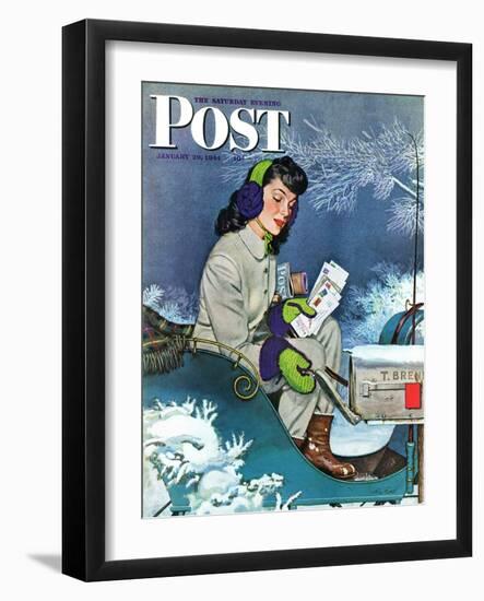 "Mail Delivery by Sleigh," Saturday Evening Post Cover, January 29, 1944-Alex Ross-Framed Giclee Print