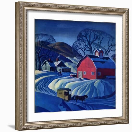 "Mail Wagon in Snowy Landscape," March 14, 1942-Dale Nichols-Framed Giclee Print