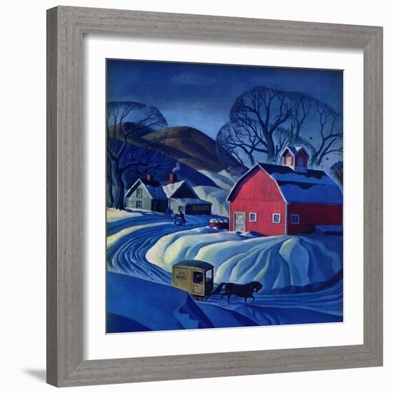 "Mail Wagon in Snowy Landscape," March 14, 1942-Dale Nichols-Framed Giclee Print