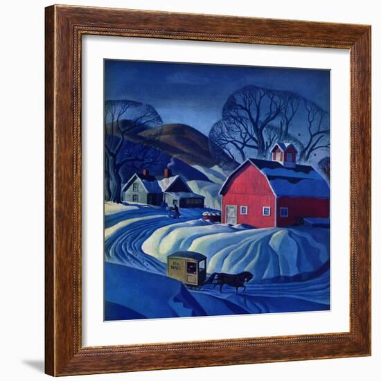 "Mail Wagon in Snowy Landscape," March 14, 1942-Dale Nichols-Framed Giclee Print