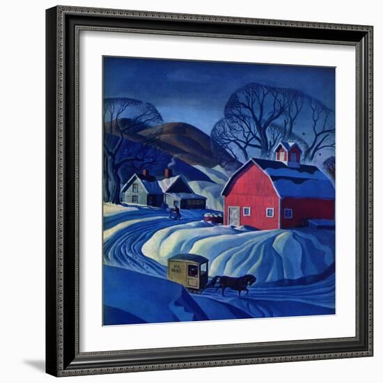 "Mail Wagon in Snowy Landscape," March 14, 1942-Dale Nichols-Framed Giclee Print