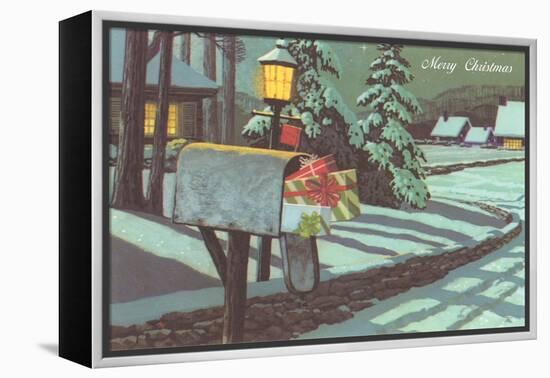 Mailbox with Presents-null-Framed Stretched Canvas