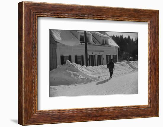 Mailman Delivering Mail after Heavy Snowfall, Rear View, Vermont, 1940-Marion Post Wolcott-Framed Photographic Print