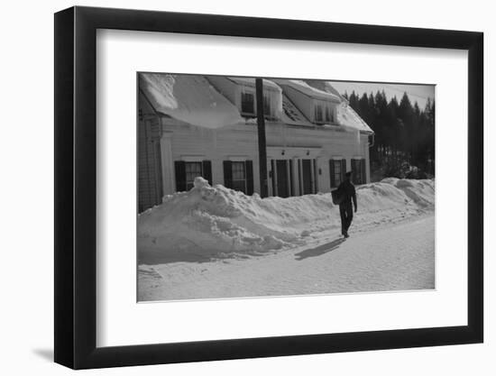 Mailman Delivering Mail after Heavy Snowfall, Rear View, Vermont, 1940-Marion Post Wolcott-Framed Photographic Print