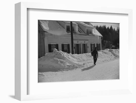 Mailman Delivering Mail after Heavy Snowfall, Rear View, Vermont, 1940-Marion Post Wolcott-Framed Photographic Print