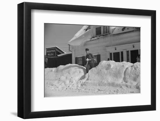 Mailman making Deliveries after a Heavy Snowfall, Vermont, 1940-Marion Post Wolcott-Framed Photographic Print