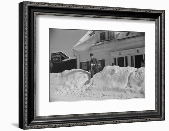 Mailman making Deliveries after a Heavy Snowfall, Vermont, 1940-Marion Post Wolcott-Framed Photographic Print