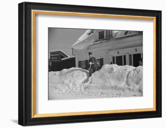 Mailman making Deliveries after a Heavy Snowfall, Vermont, 1940-Marion Post Wolcott-Framed Photographic Print