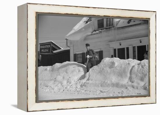 Mailman making Deliveries after a Heavy Snowfall, Vermont, 1940-Marion Post Wolcott-Framed Premier Image Canvas