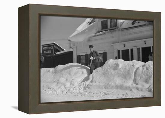 Mailman making Deliveries after a Heavy Snowfall, Vermont, 1940-Marion Post Wolcott-Framed Premier Image Canvas