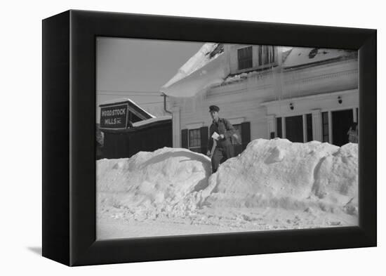 Mailman making Deliveries after a Heavy Snowfall, Vermont, 1940-Marion Post Wolcott-Framed Premier Image Canvas