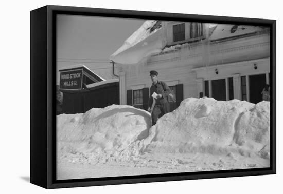 Mailman making Deliveries after a Heavy Snowfall, Vermont, 1940-Marion Post Wolcott-Framed Premier Image Canvas