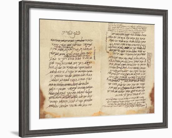 Maimonides' Draft of His Legal Code, the Mishneh Torah-null-Framed Giclee Print