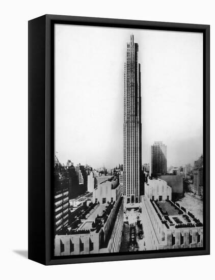 Main Building of Rockefeller Center and Surrounding Area in New York City-null-Framed Premier Image Canvas
