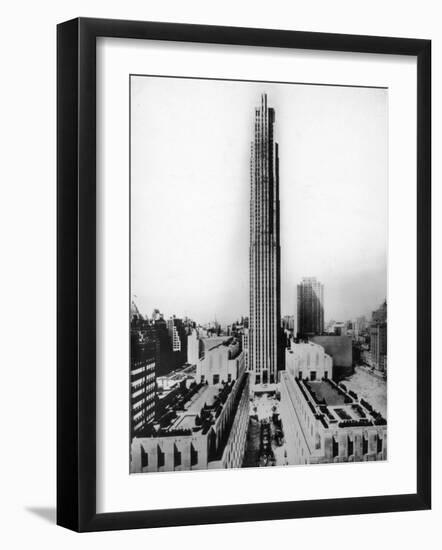 Main Building of Rockefeller Center and Surrounding Area in New York City-null-Framed Photographic Print