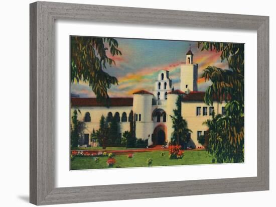 'Main Entrance. Administration Building, State College. San Diego, California', c1941-Unknown-Framed Giclee Print