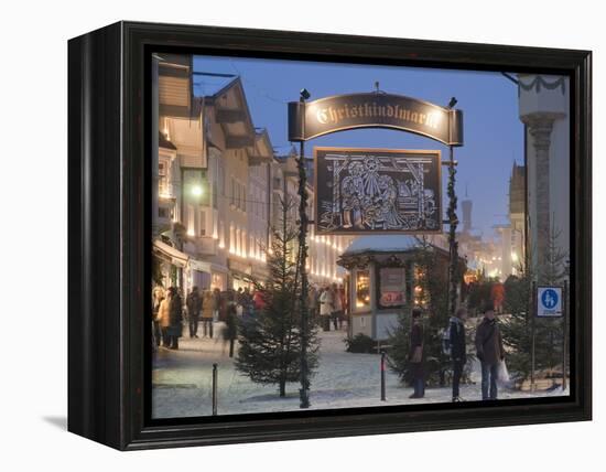 Main Entrance to Christkindlmarkt (Christmas Market), Marktstrasse at Twilight, Bavaria-Richard Nebesky-Framed Premier Image Canvas