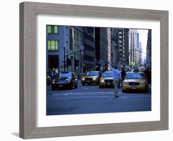 Main Hailing Taxi in Downtown Manhattan, New York, New York State, USA-Yadid Levy-Framed Photographic Print