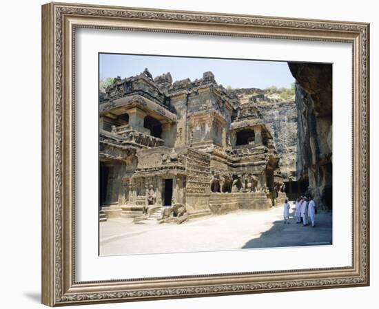 Main Hall (Mandapa) from Sw with Entrance and Ramayana Frieze, Kailasa Temple, Ellora, India-Richard Ashworth-Framed Photographic Print