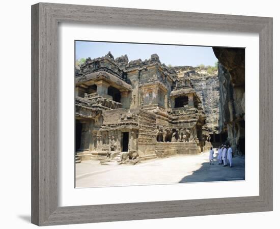 Main Hall (Mandapa) from Sw with Entrance and Ramayana Frieze, Kailasa Temple, Ellora, India-Richard Ashworth-Framed Photographic Print