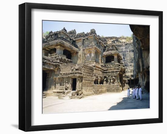 Main Hall (Mandapa) from Sw with Entrance and Ramayana Frieze, Kailasa Temple, Ellora, India-Richard Ashworth-Framed Photographic Print