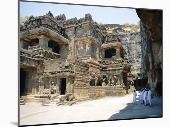 Main Hall (Mandapa) from Sw with Entrance and Ramayana Frieze, Kailasa Temple, Ellora, India-Richard Ashworth-Mounted Photographic Print