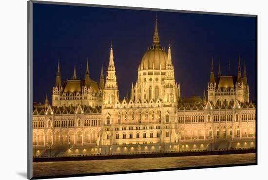 Main Part of Hungarian Parliament on Warm Summer Night, Budapest, Hungary, Europe-Julian Pottage-Mounted Photographic Print