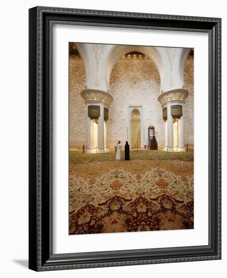 Main Prayer Hall Features the World's Largest Hand-Woven Persian Carpet, Sheikh Zayed Grand Mosque-null-Framed Photographic Print