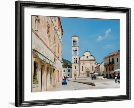 Main Square and Cathedral of St. Stephen, Hvar, Dalmatian Coast, Croatia-Alison Jones-Framed Photographic Print