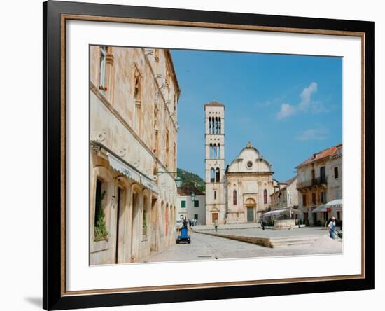 Main Square and Cathedral of St. Stephen, Hvar, Dalmatian Coast, Croatia-Alison Jones-Framed Photographic Print