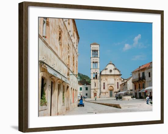 Main Square and Cathedral of St. Stephen, Hvar, Dalmatian Coast, Croatia-Alison Jones-Framed Photographic Print