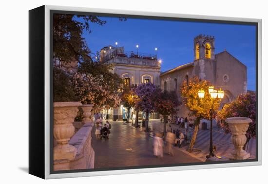 Main Square at Dusk, Taormina, Sicily, Italy, Europe-John Miller-Framed Premier Image Canvas