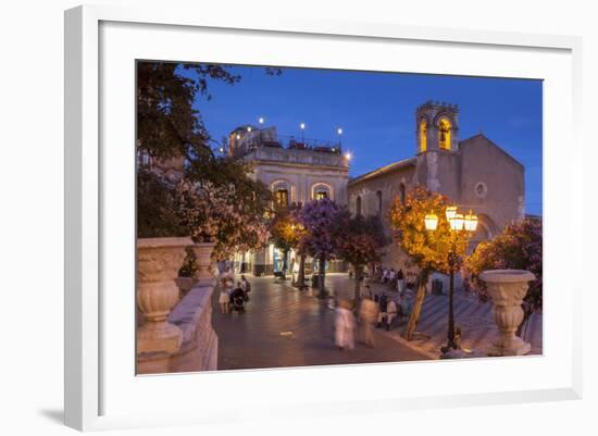 Main Square at Dusk, Taormina, Sicily, Italy, Europe-John Miller-Framed Photographic Print