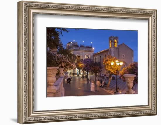 Main Square at Dusk, Taormina, Sicily, Italy, Europe-John Miller-Framed Photographic Print