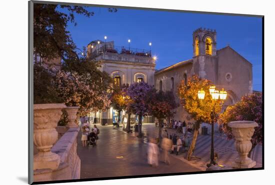 Main Square at Dusk, Taormina, Sicily, Italy, Europe-John Miller-Mounted Photographic Print