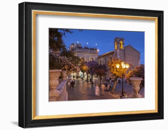 Main Square at Dusk, Taormina, Sicily, Italy, Europe-John Miller-Framed Photographic Print