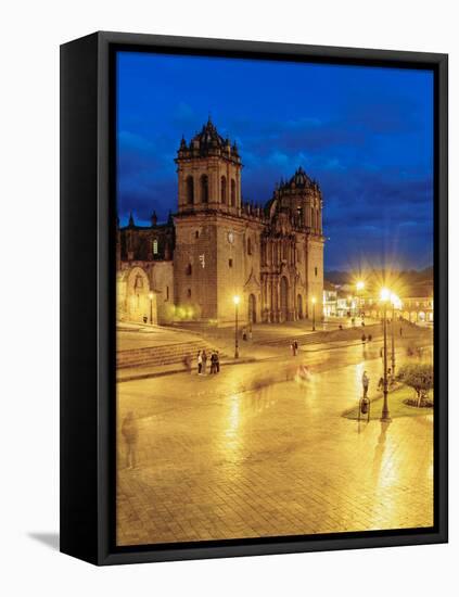 Main Square at twilight, Old Town, UNESCO World Heritage Site, Cusco, Peru, South America-Karol Kozlowski-Framed Premier Image Canvas