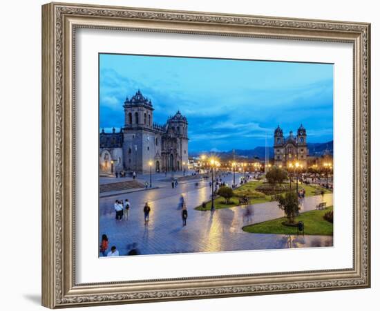 Main Square at twilight, Old Town, UNESCO World Heritage Site, Cusco, Peru, South America-Karol Kozlowski-Framed Photographic Print