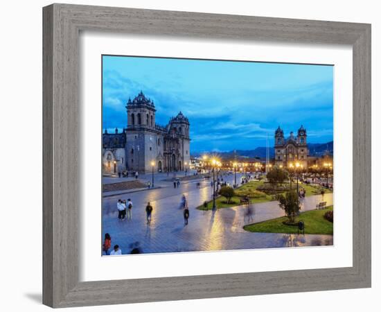 Main Square at twilight, Old Town, UNESCO World Heritage Site, Cusco, Peru, South America-Karol Kozlowski-Framed Photographic Print