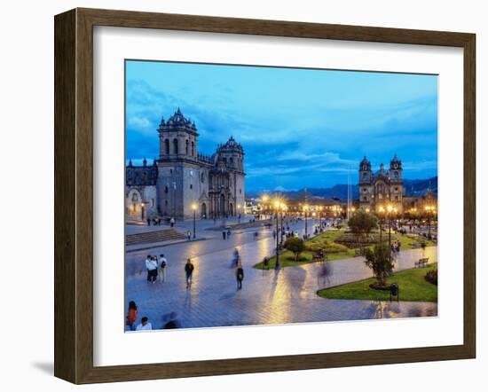 Main Square at twilight, Old Town, UNESCO World Heritage Site, Cusco, Peru, South America-Karol Kozlowski-Framed Photographic Print