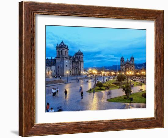 Main Square at twilight, Old Town, UNESCO World Heritage Site, Cusco, Peru, South America-Karol Kozlowski-Framed Photographic Print