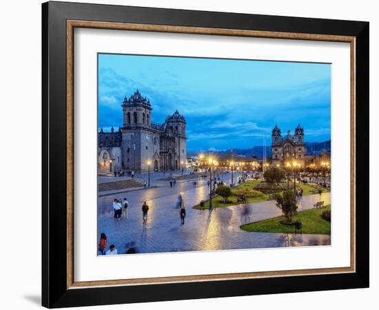 Main Square at twilight, Old Town, UNESCO World Heritage Site, Cusco, Peru, South America-Karol Kozlowski-Framed Photographic Print